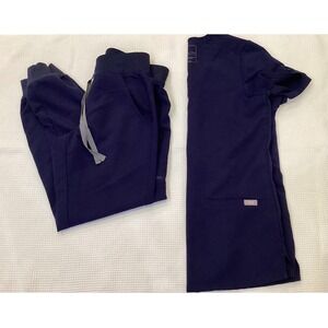 FIGS Navy Blue Scrub Set – Casma V-Neck Top XXS Zamora Joggers XXS/P
